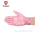 Guantes de jardinería recubiertos de Hespax Flower 13G PU recubiertos